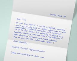 Handwritten Letter A4 650 including envelopes global mail delivery