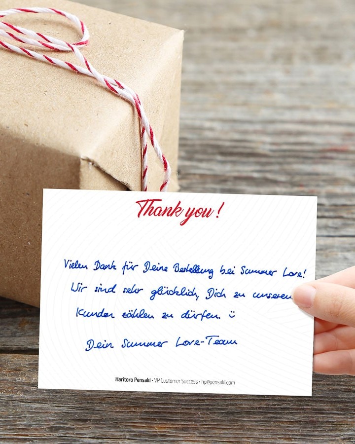 Handwritten parcel inserts can have a lasting emotional impact