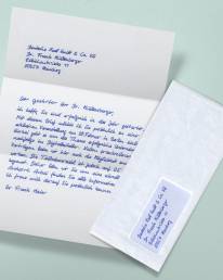 Handschriftlicher Brief mit Adressfeld von PENSAKI