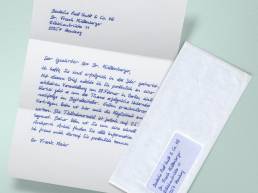 Handschriftlicher Brief mit Adressfeld von PENSAKI