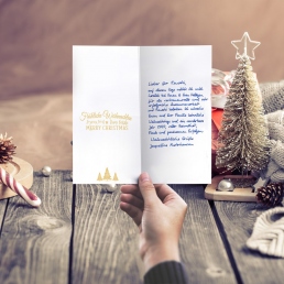 Geschäftliche Weihnachtskarten in Handschrift