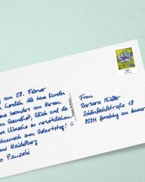 Handgeschriebene Postkarte DL Porto € 0,60