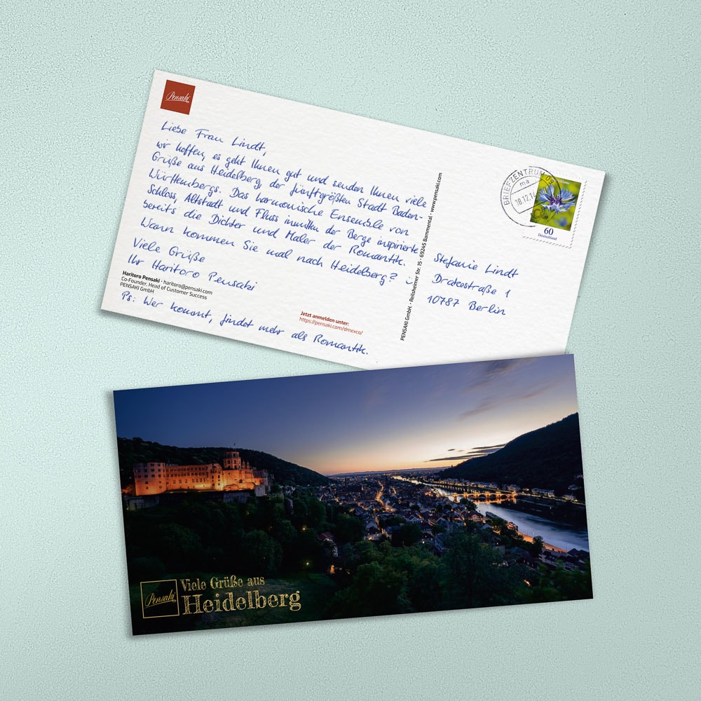 Handgeschriebene Postkarte Maxi-Format 235 x 125