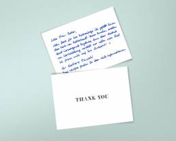 Handgeschriebene Dankeskarten mit bis zu 400 Zeichen