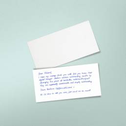 handwritten cards, written by robots