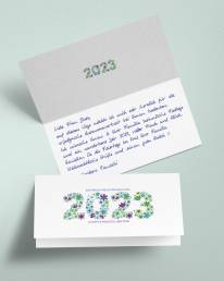 Neujahrskarten in Handschrift von Robotern - FlowerPower 2023
