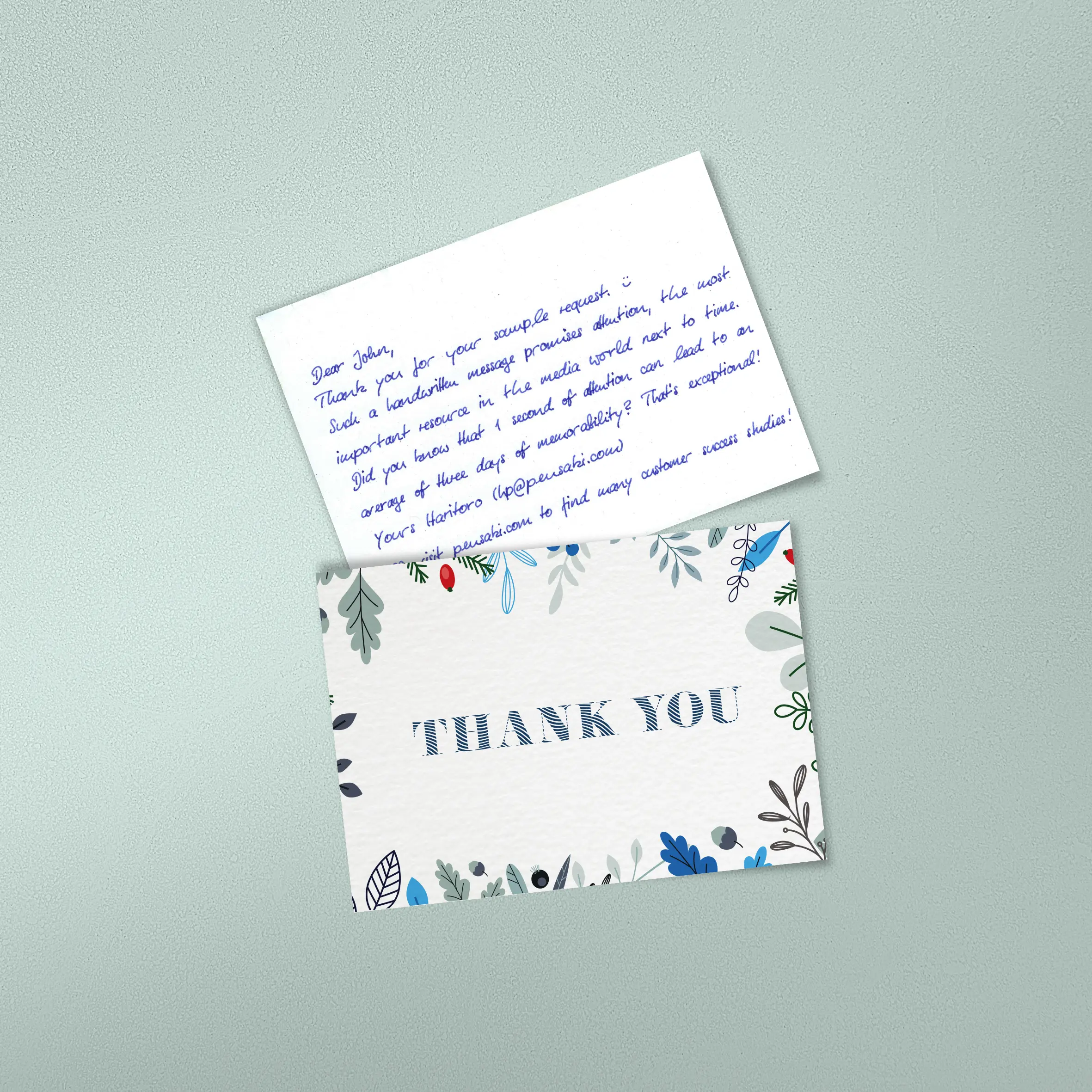 a6 handwritten thank you note incl envelopes