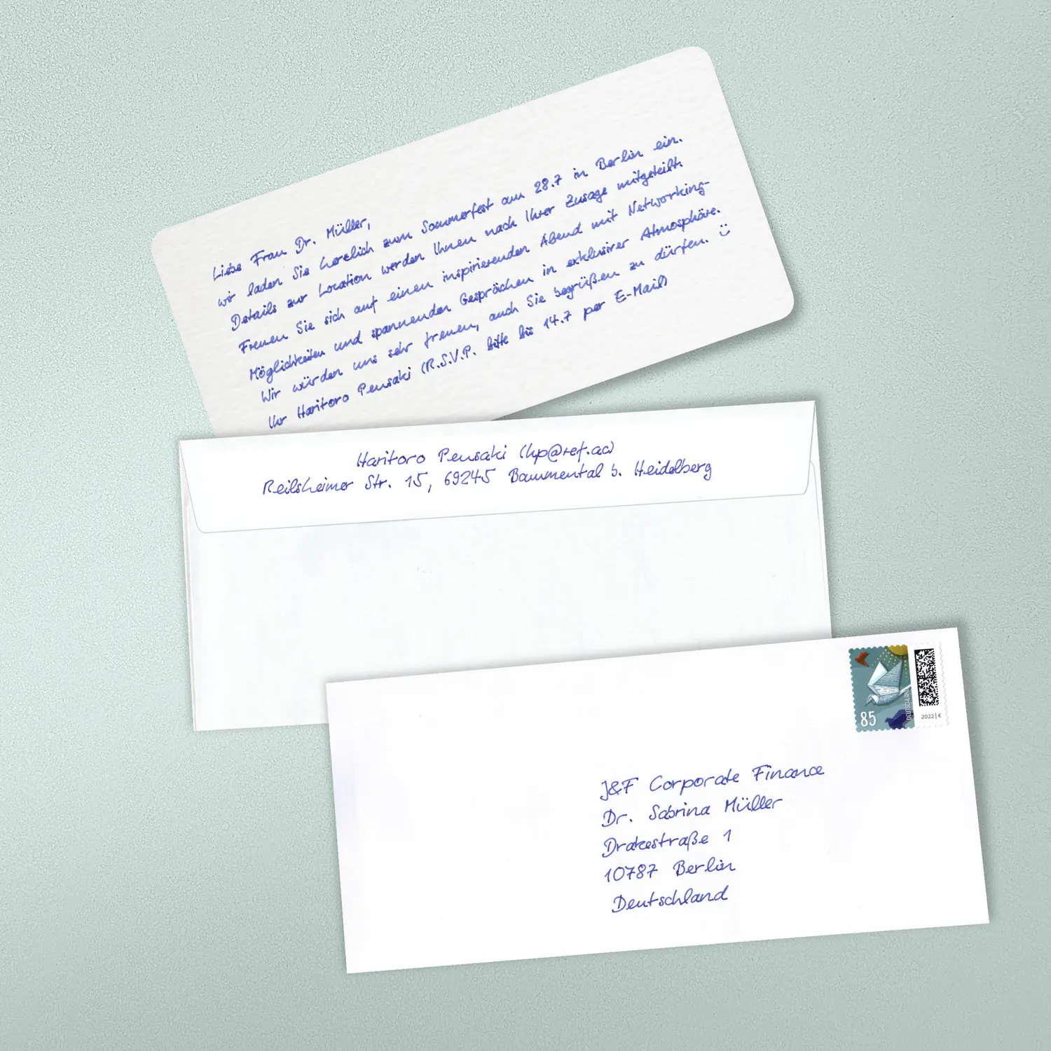 Handgeschriebene Einladungen RSVP inklusive Briefpostversand