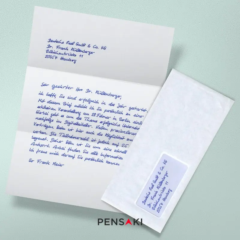 Handschriftlicher Brief im Kuvert mit Fenster